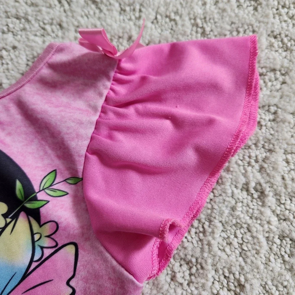Disney Junior Minnie Mouse Pajama Set Girls 2T Pink Tie‎ Dye Floral Hearts